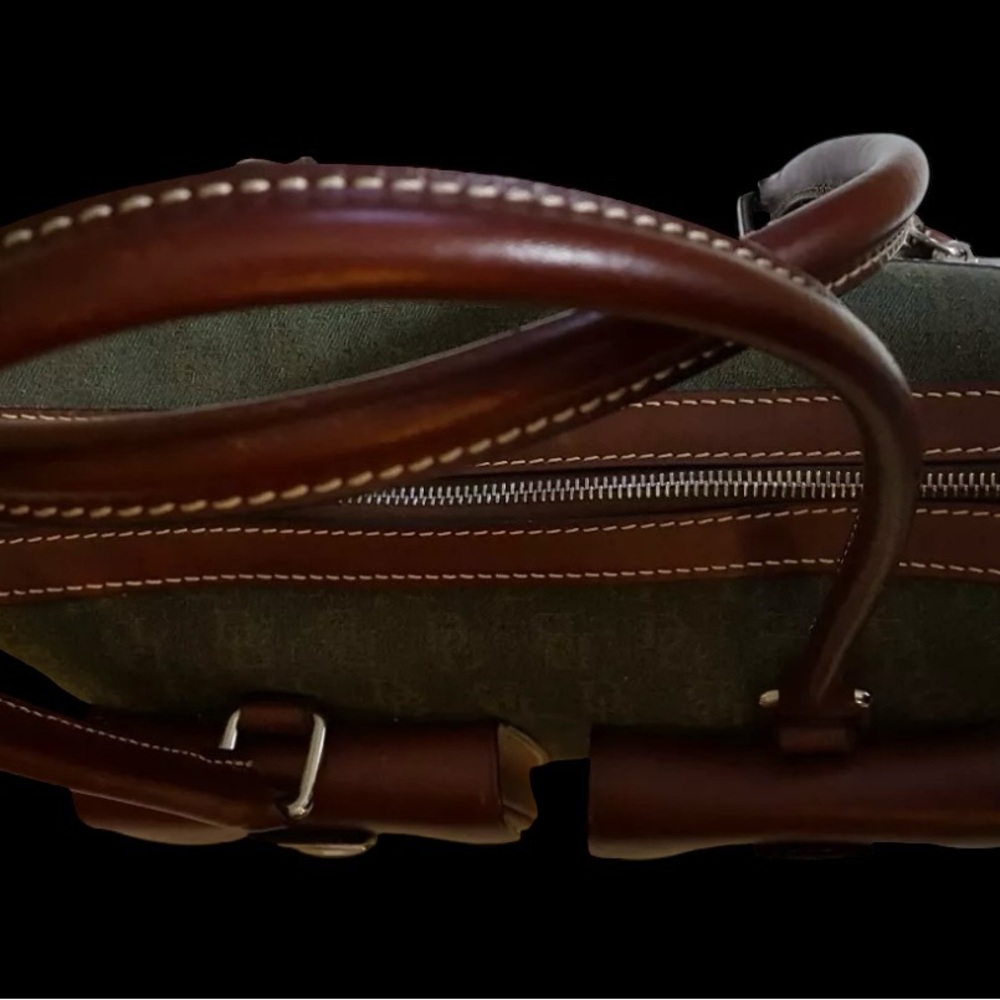 Rooney & Bourke Vintage Shoulder Bag Green Canvas with Brown Leather Trim/Accent - Picture 15 of 17